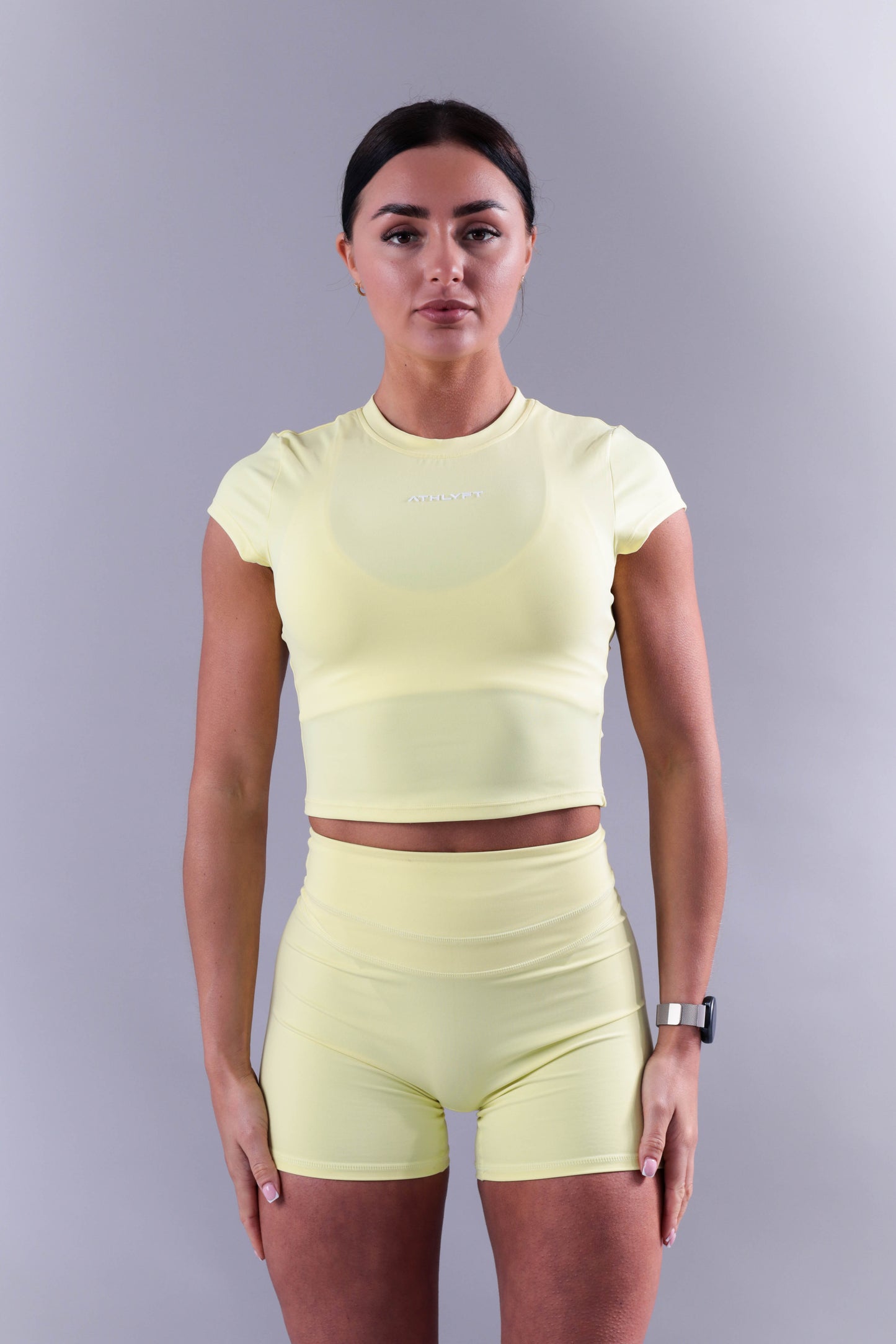 Litelift High Neck Cropped Tee - Butter Yellow