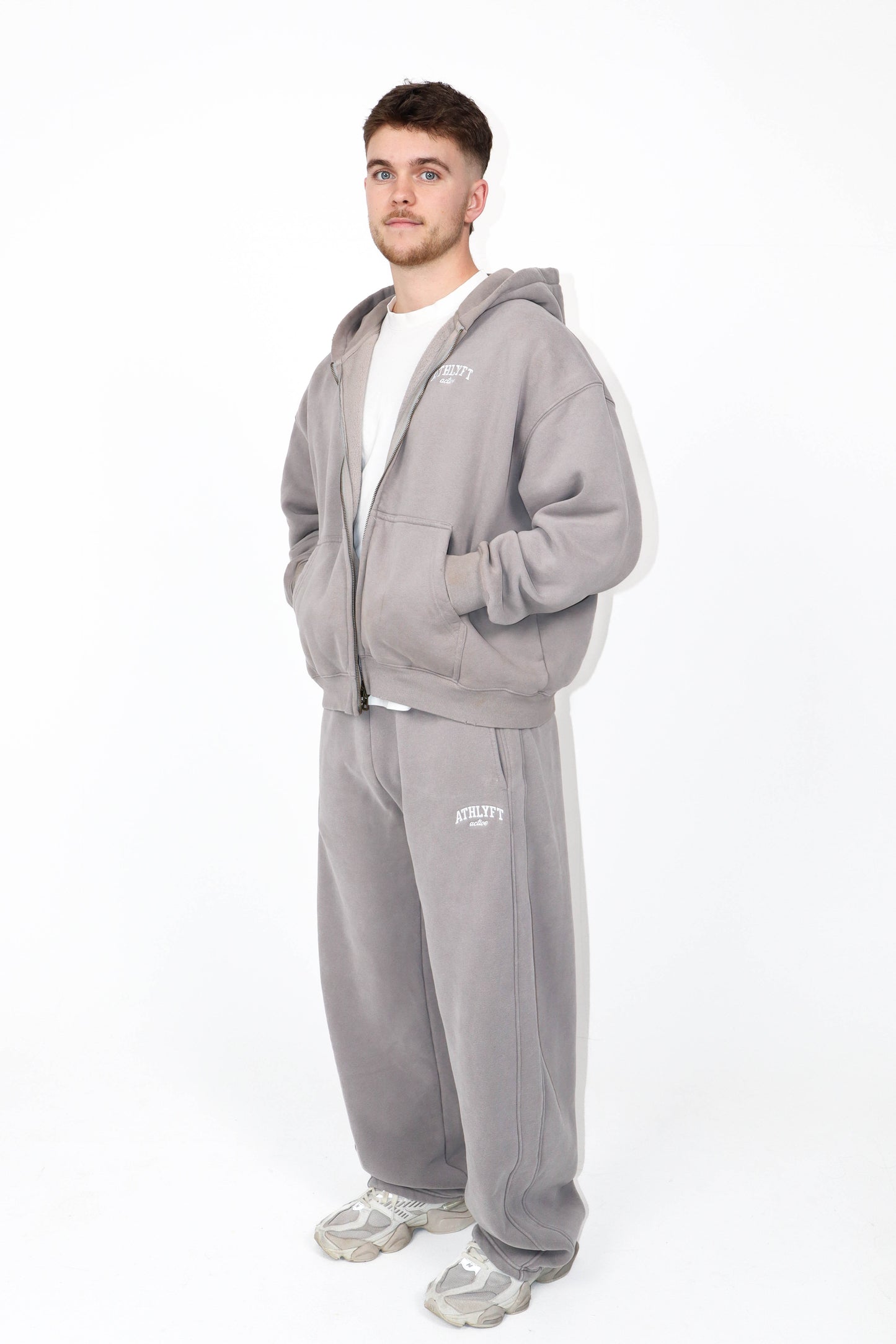 Stonewash Oversized Heavyweight Double Zip Hoodie - Sandstone