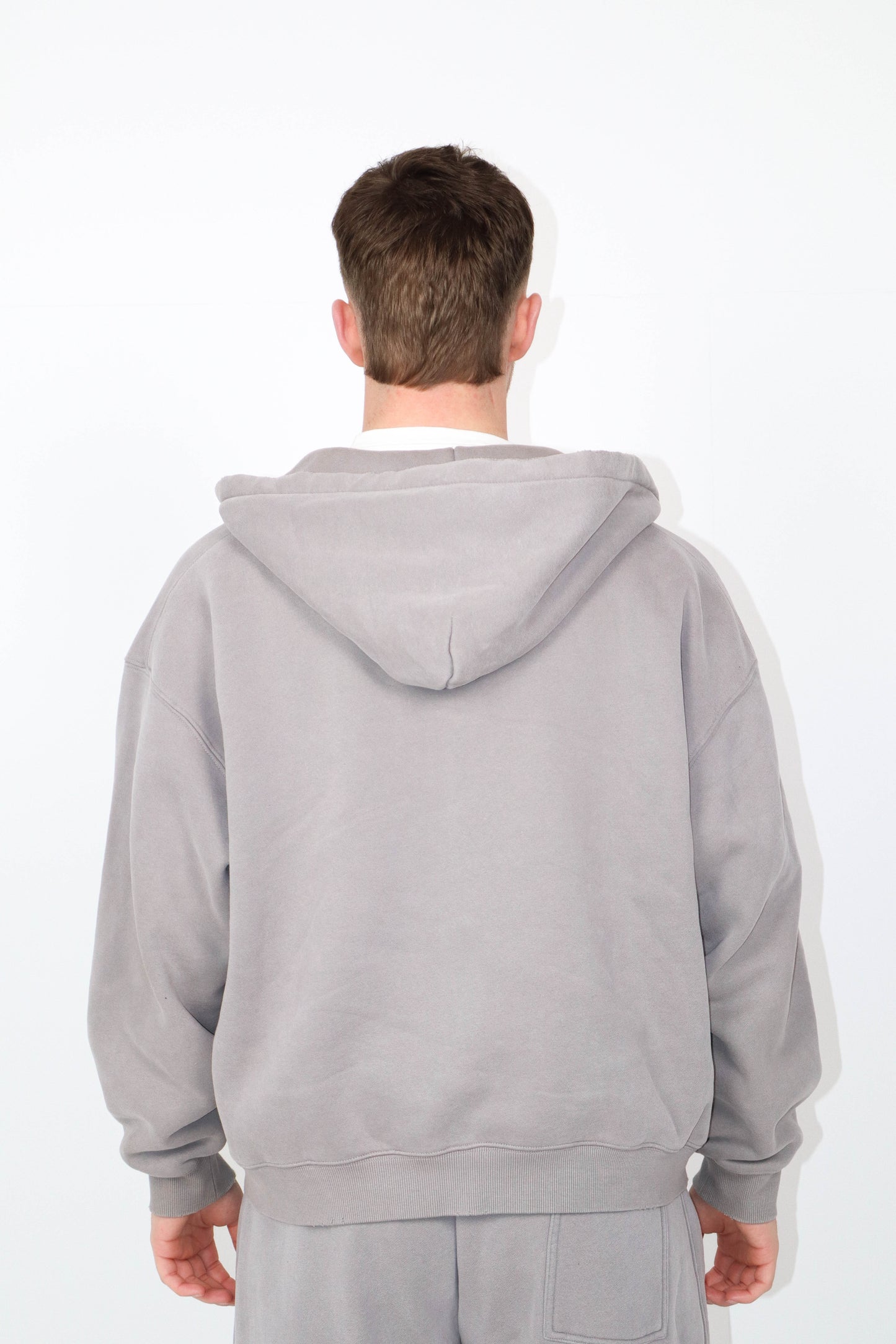 Stonewash Oversized Heavyweight Double Zip Hoodie - Sandstone