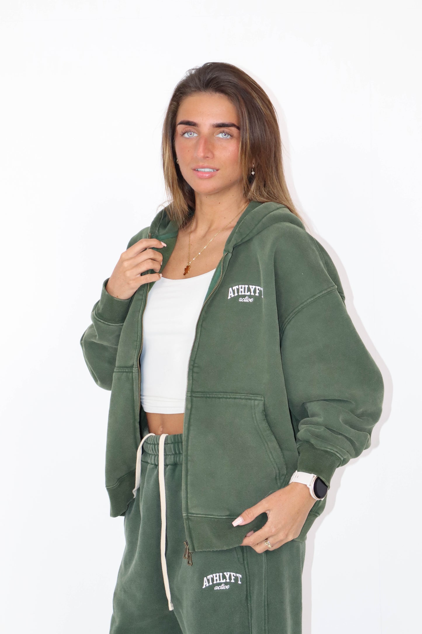 Stonewash Oversized Heavyweight Wide-Leg Jogger - Deep Green