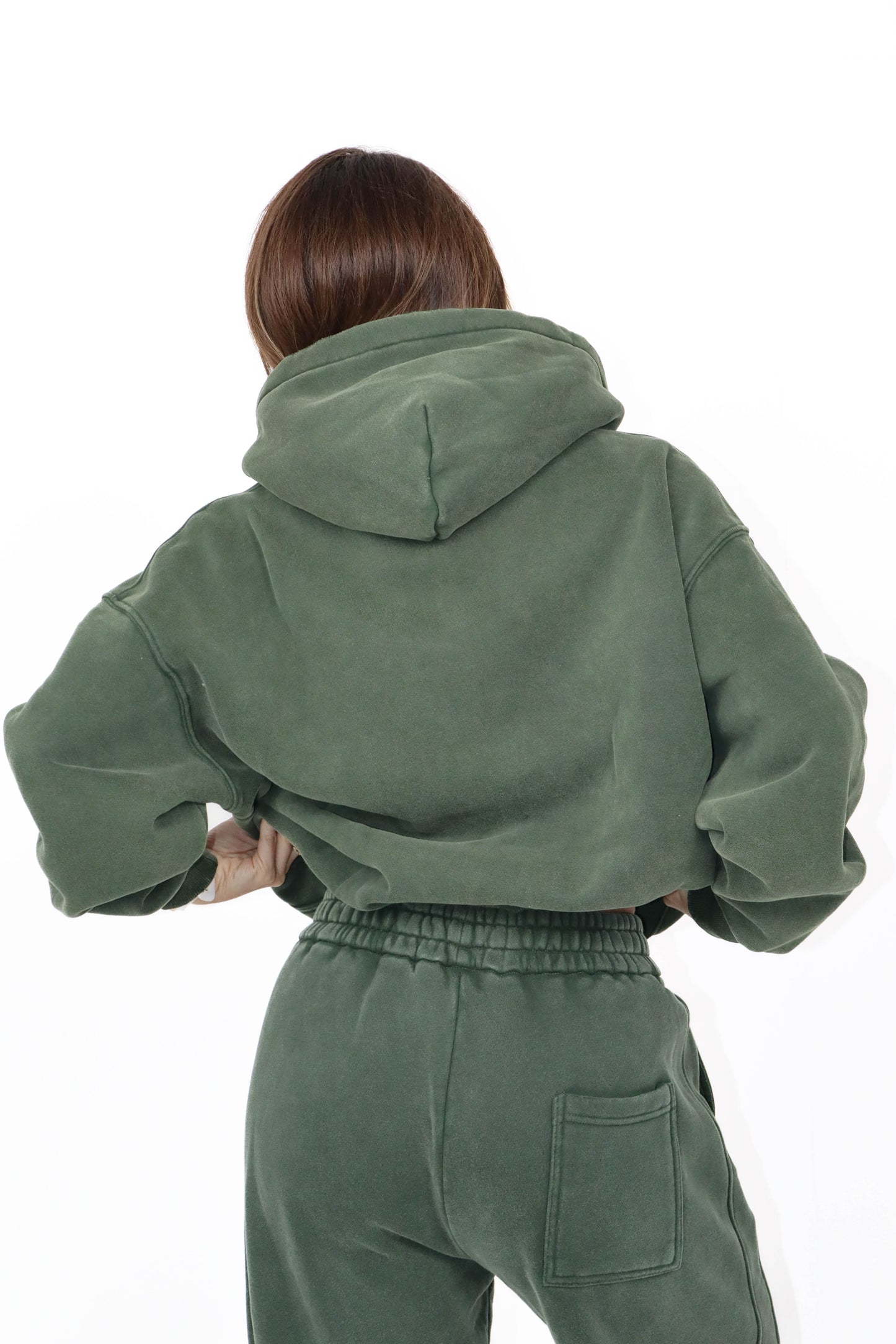 Stonewash Oversized Heavyweight Wide-Leg Jogger - Deep Green