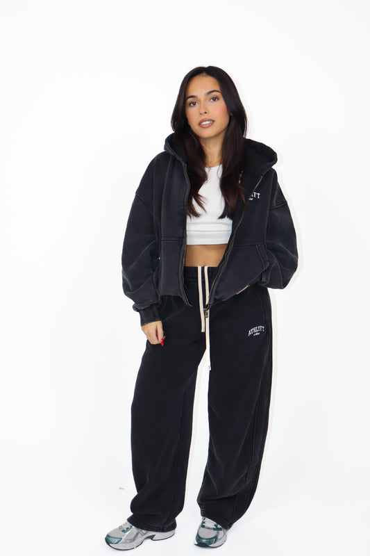 Stonewash Oversized Heavyweight Wide-Leg Jogger - Washed Black