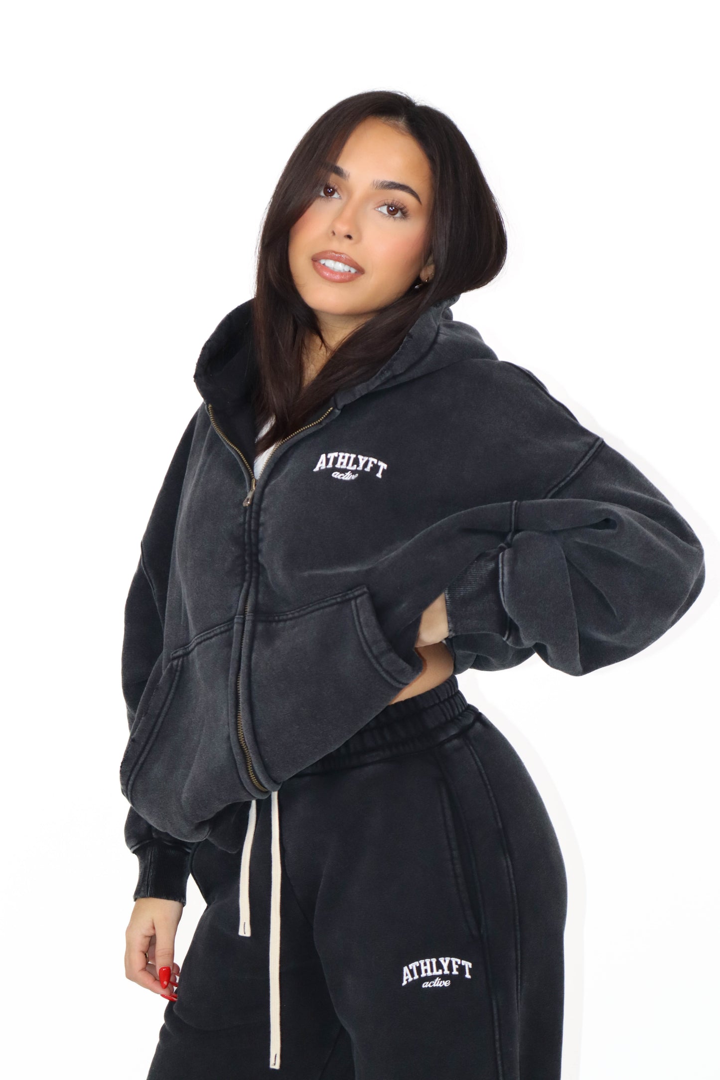 Stonewash Oversized Heavyweight Wide-Leg Jogger - Washed Black