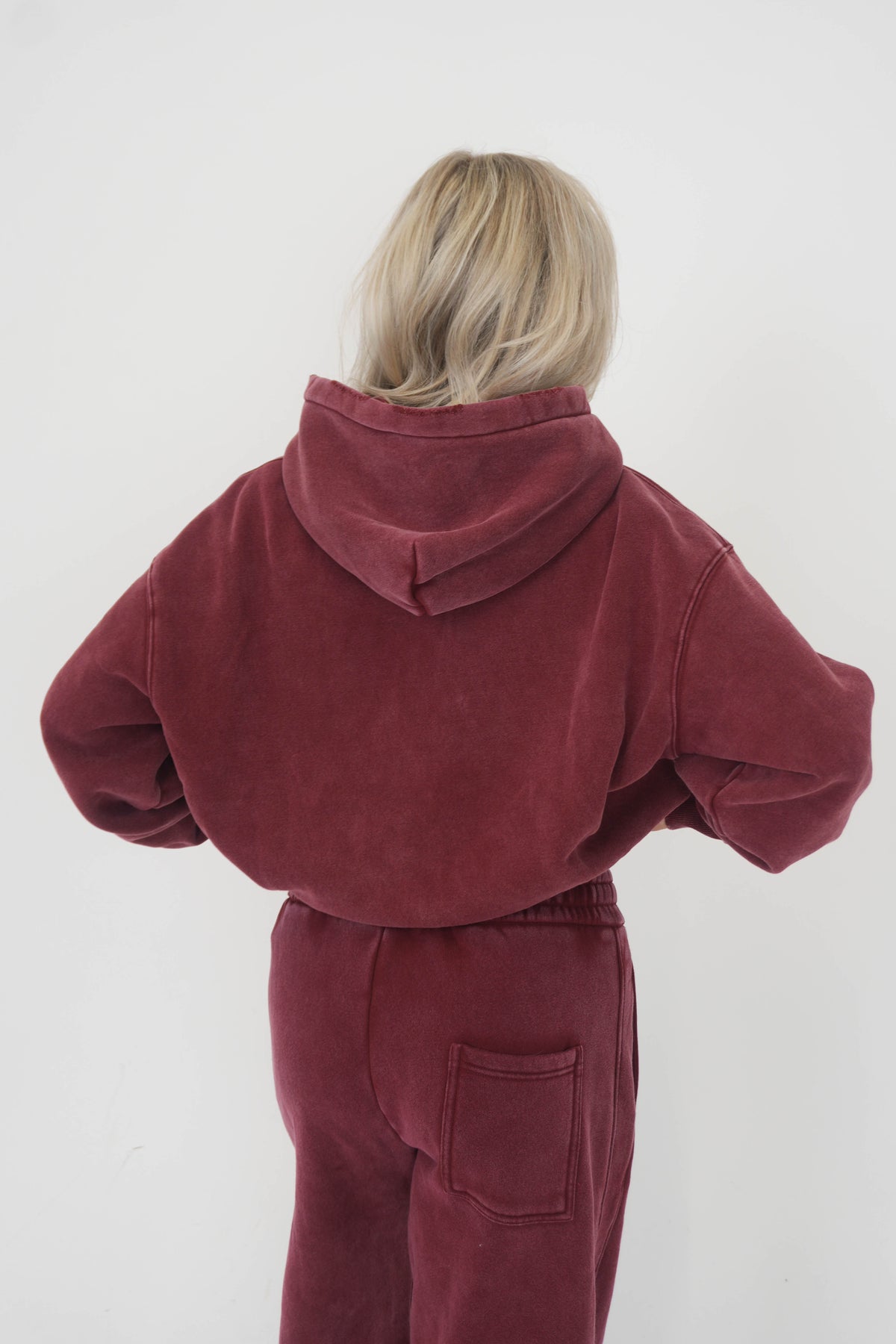 Stonewash Oversized Heavyweight Double Zip Hoodie - Vintage Red