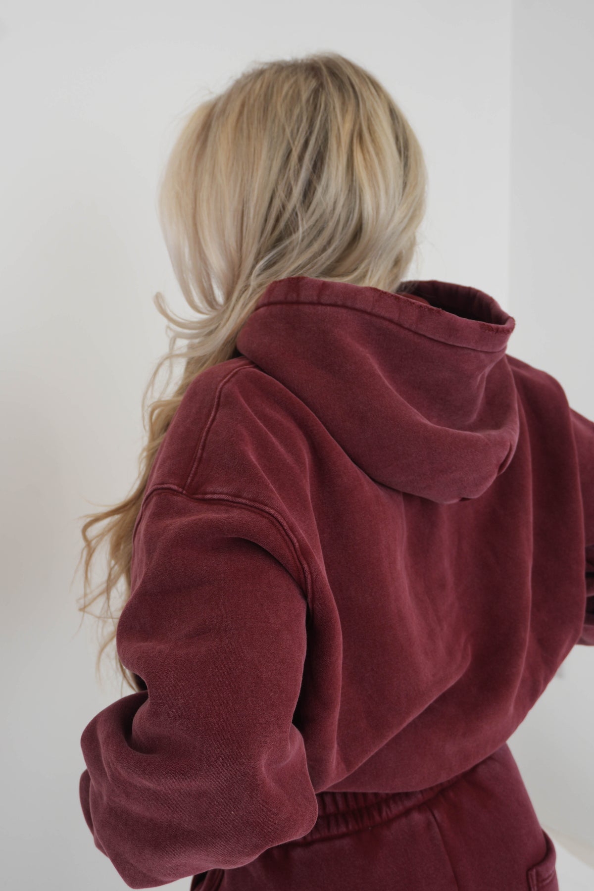 Stonewash Oversized Heavyweight Double Zip Hoodie - Vintage Red