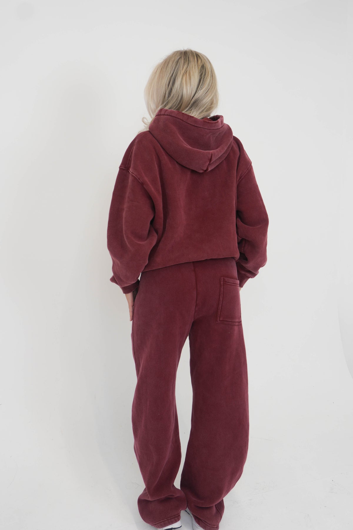 Stonewash Oversized Heavyweight Wide-Leg Jogger - Vintage Red