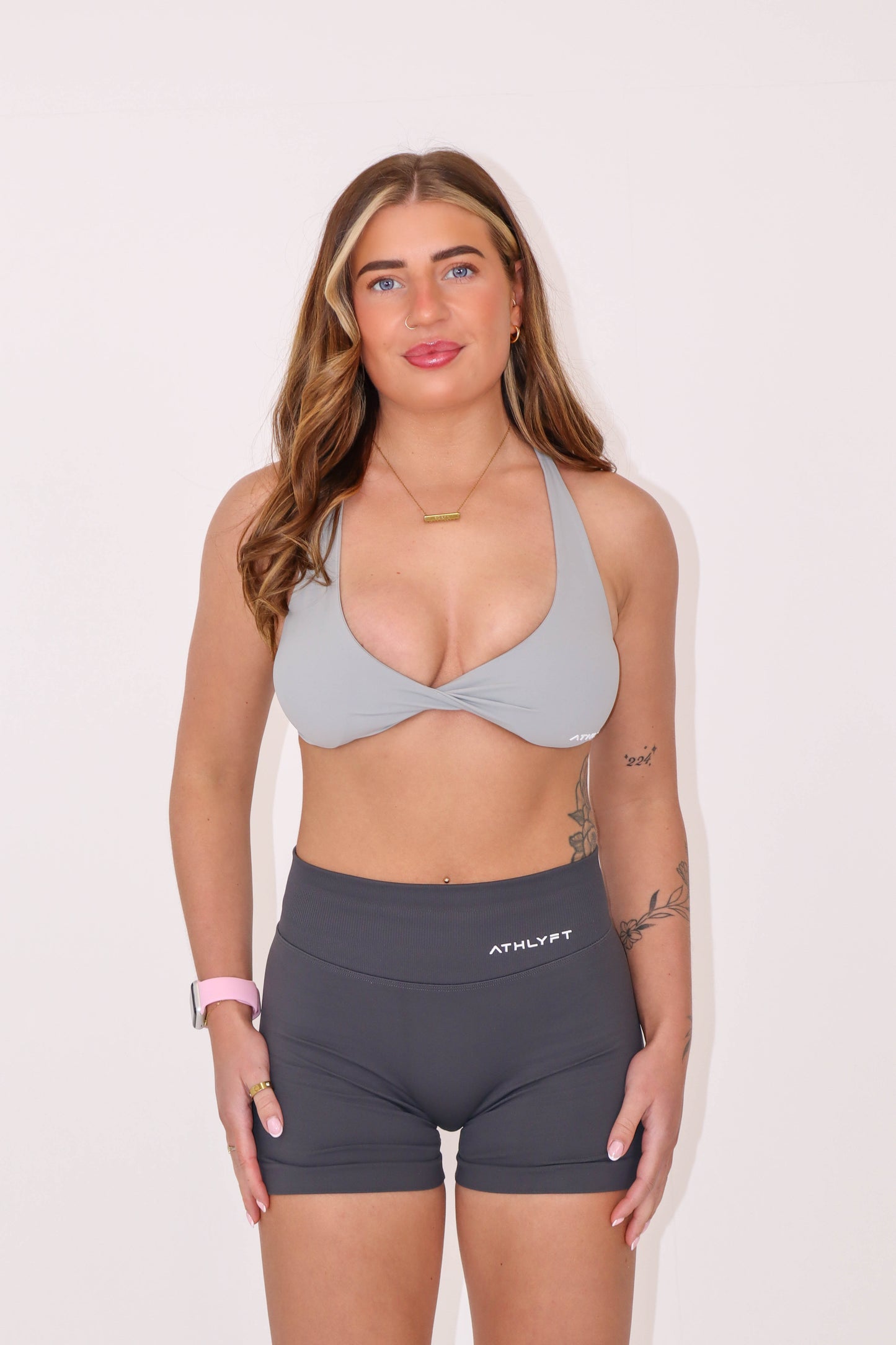 Twist Front Bra - Ash Grey