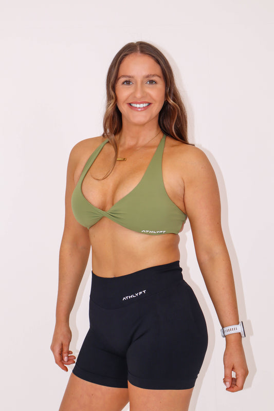 Twist Front Bra - Olive