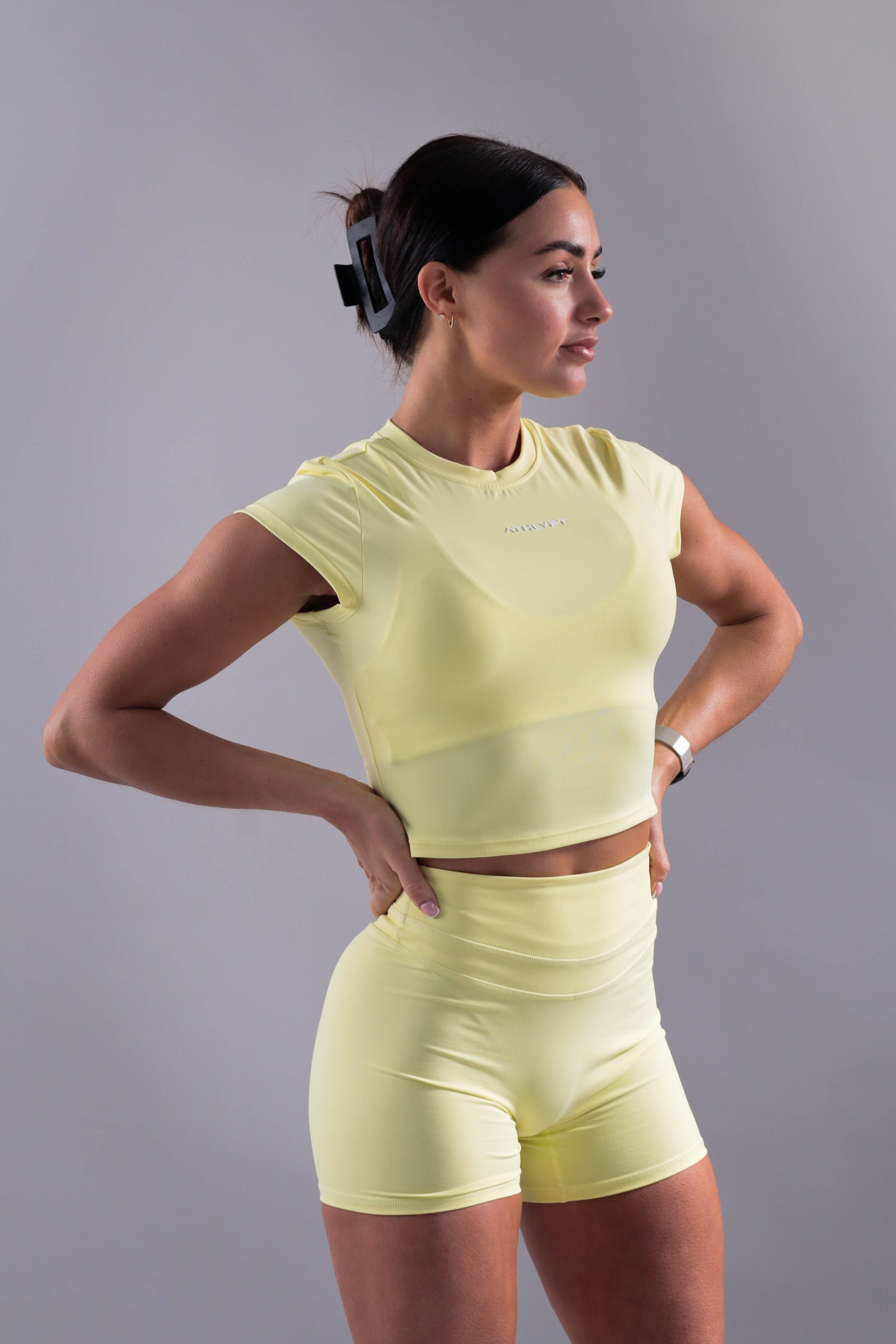Litelift High Neck Cropped Tee - Butter Yellow