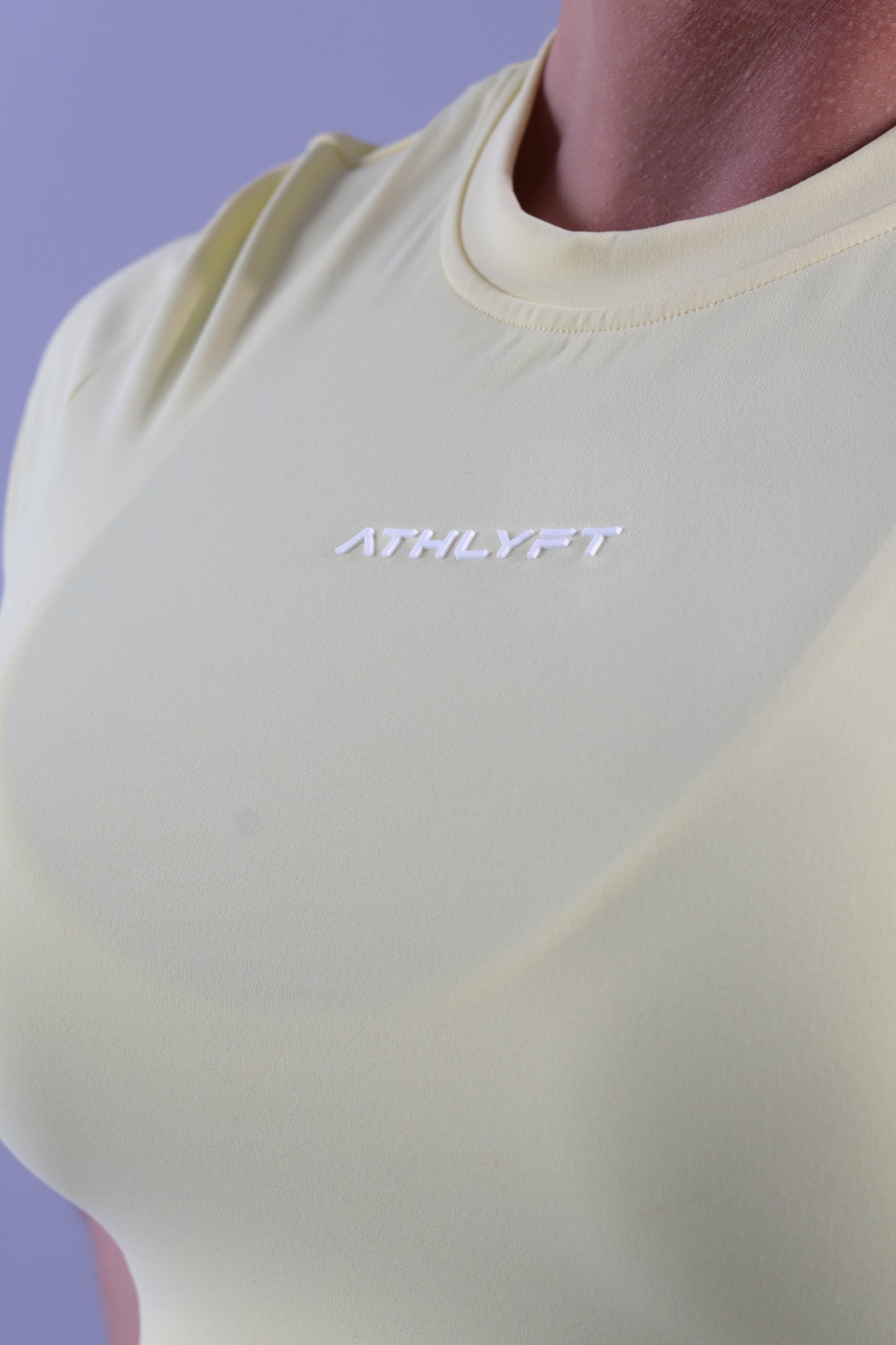 Litelift High Neck Cropped Tee - Butter Yellow