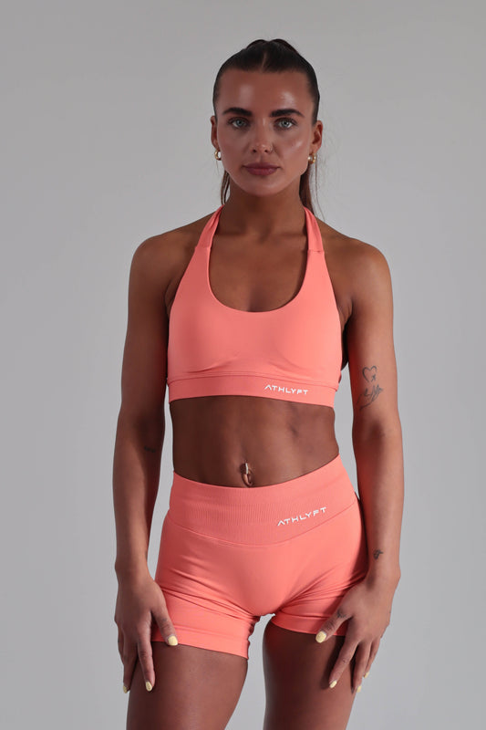 Core Halter Bra - Coral