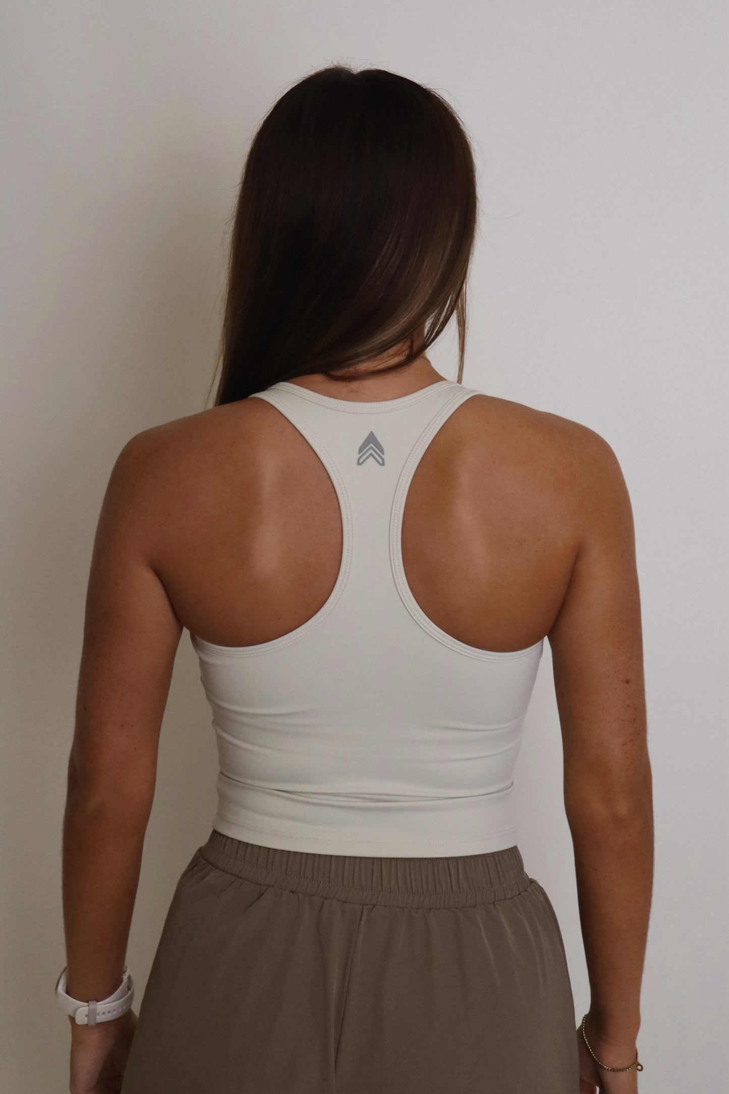 Racer Back Tank - Sand (grey logo)