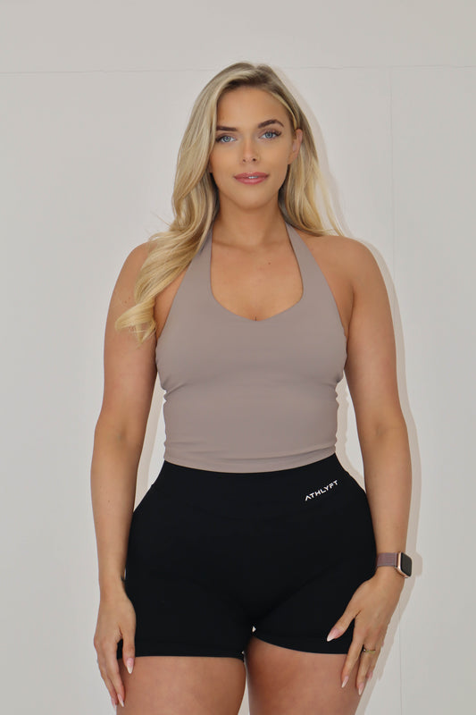 V-Neck Halter Vest - Mocha
