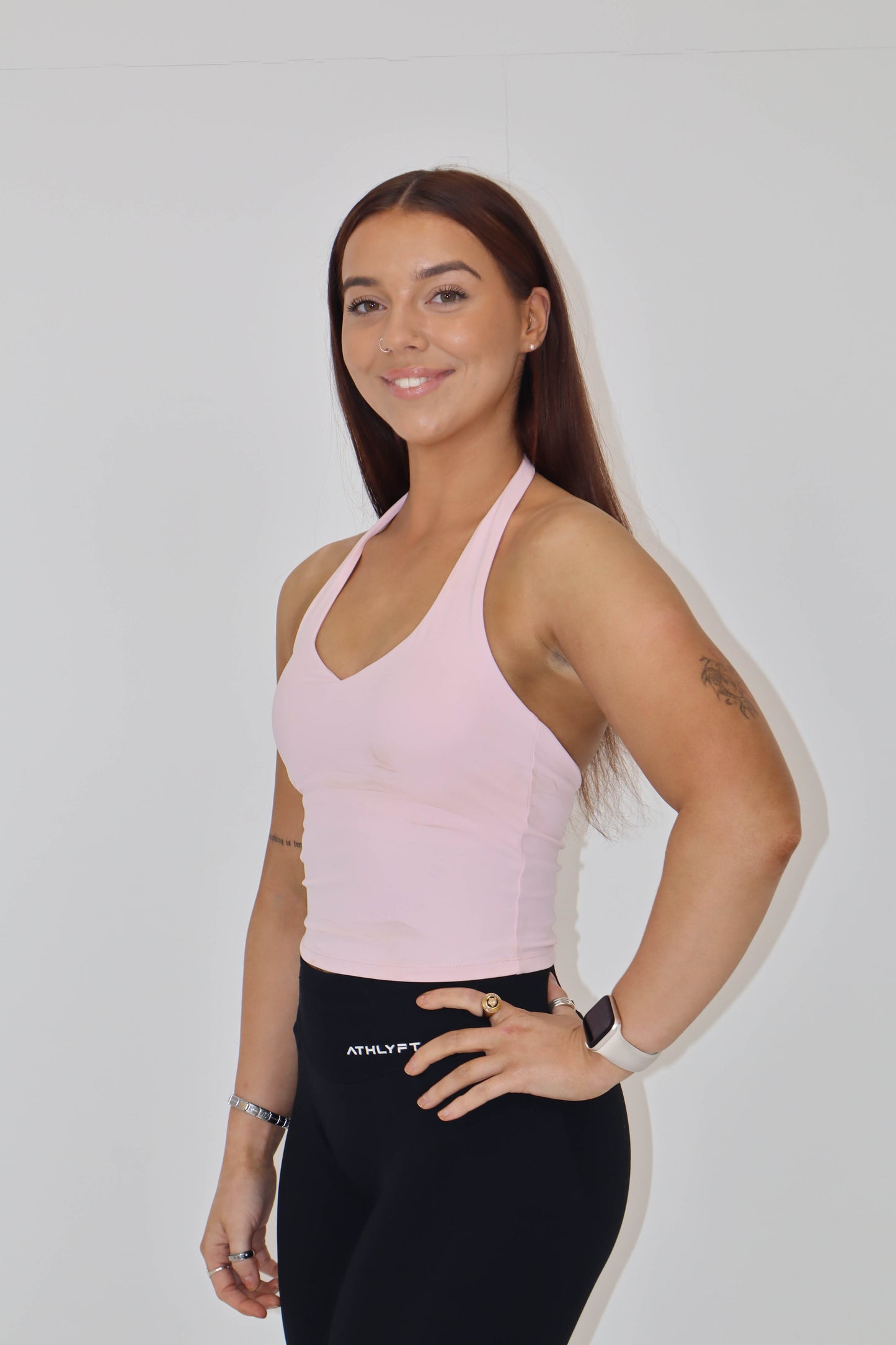 V-Neck Halter Vest - Baby Pink