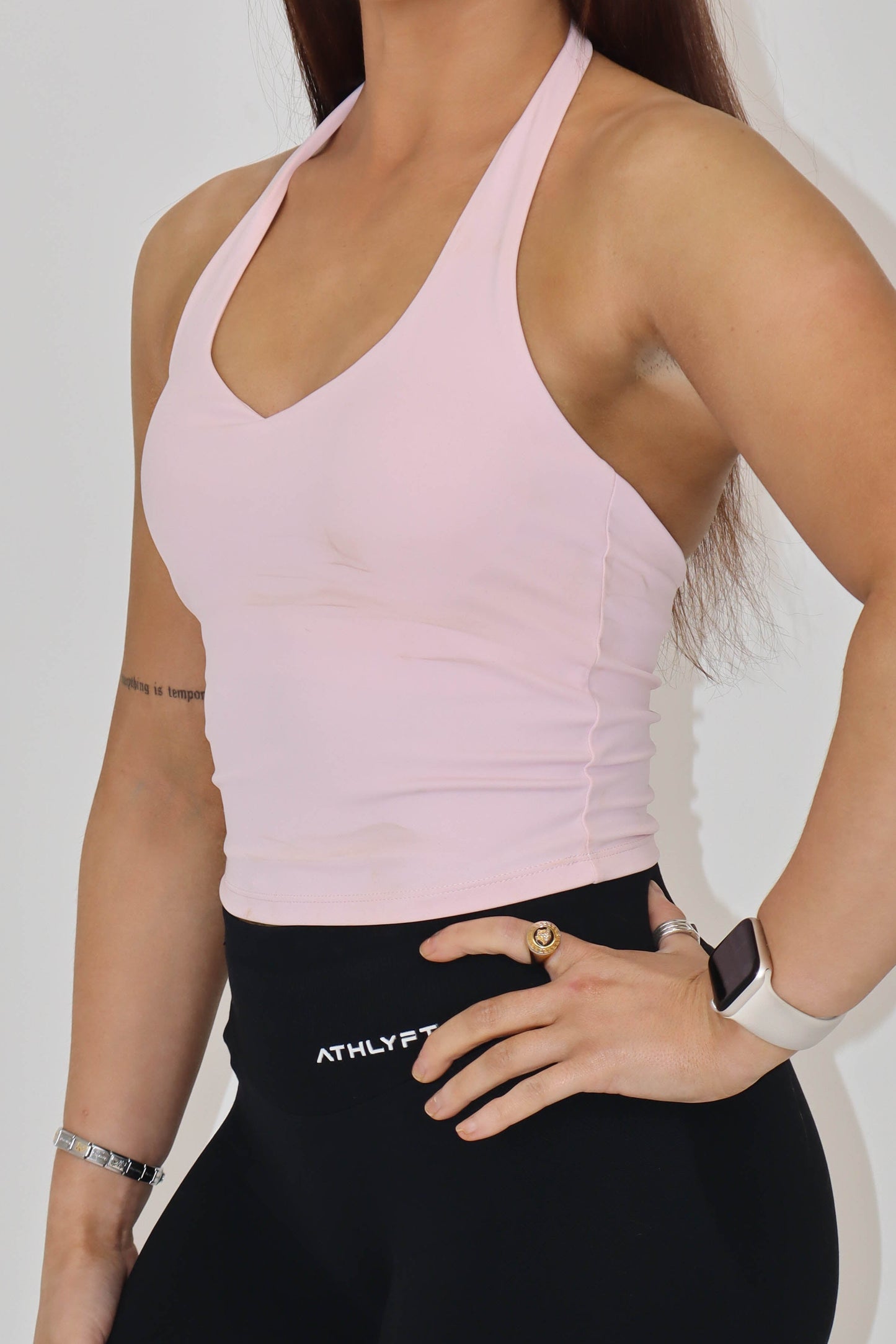 V-Neck Halter Vest - Baby Pink