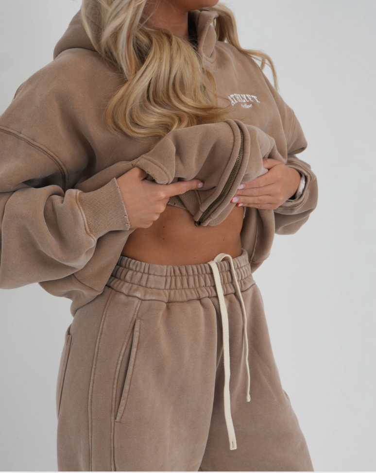 Stonewash Oversized Heavyweight Wide-Leg Jogger - Sandstone