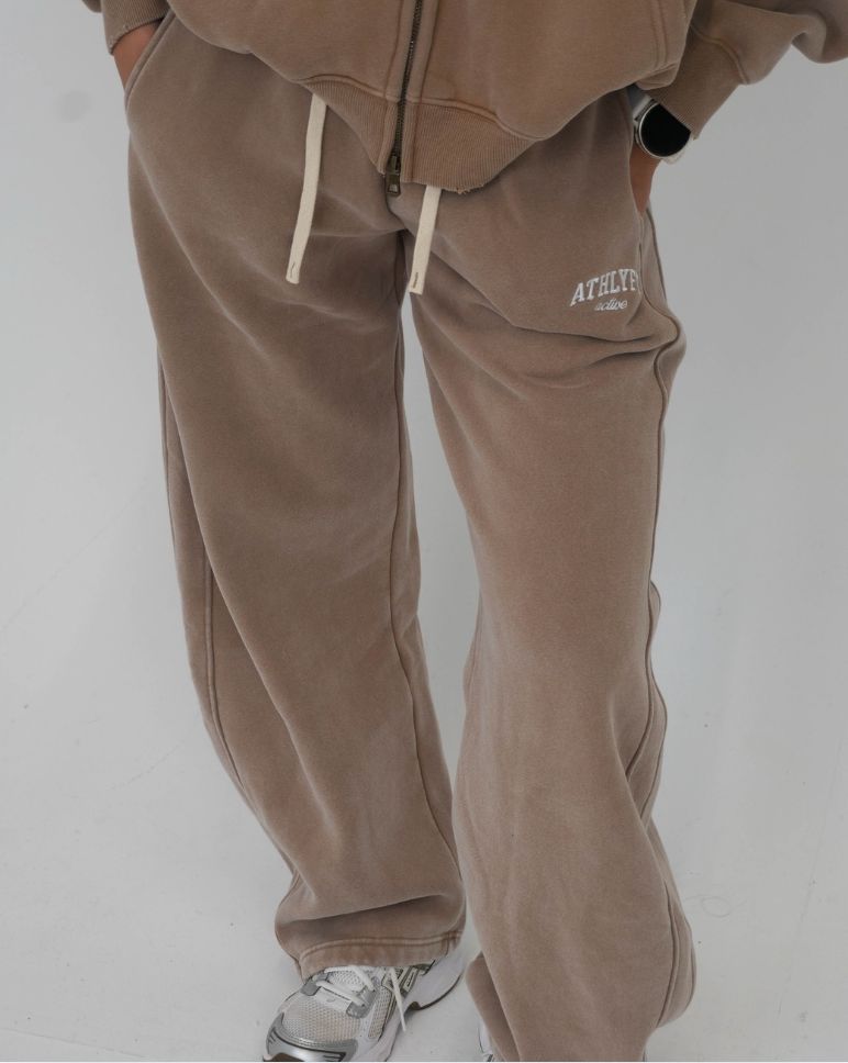 Stonewash Oversized Heavyweight Wide-Leg Jogger - Sandstone
